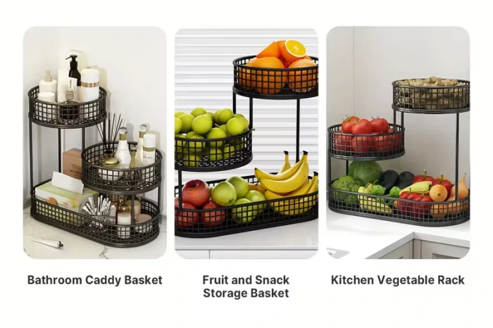 3-Tier Metal Fruit Basket for Countertop Produce and Snack Storage – description image 4