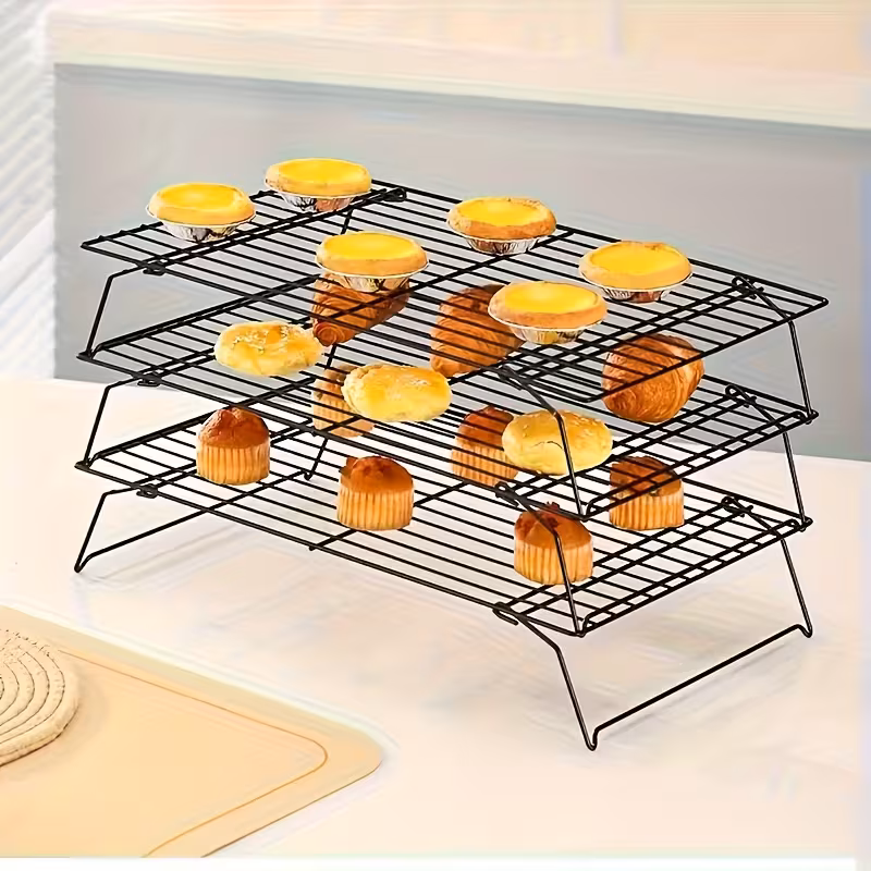 3-Tier Foldable Cooling Rack for Cooling and Drying Baked Goods – description image 8