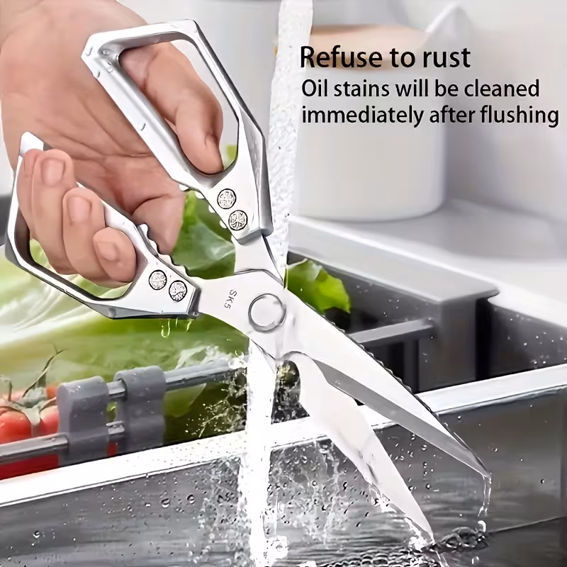 Stainless Steel Kitchen Scissors for Cutting and Food Preparation with Non-Slip Handles – description image 3