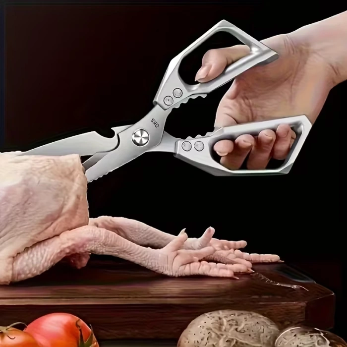 Stainless Steel Kitchen Scissors for Cutting and Food Preparation with Non-Slip Handles – description image 1