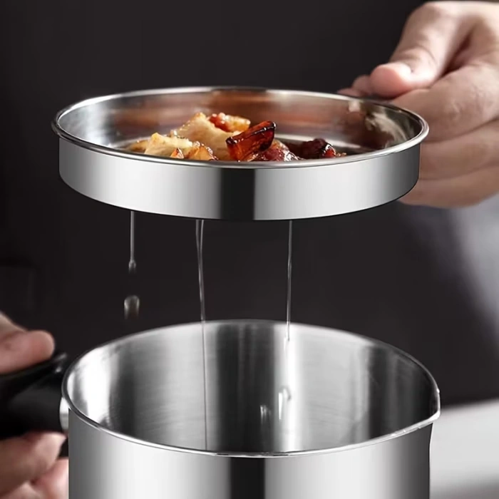 Stainless Steel Oil Storage Pot for Filtering and Storing Cooking Oil with Lid – description image 2