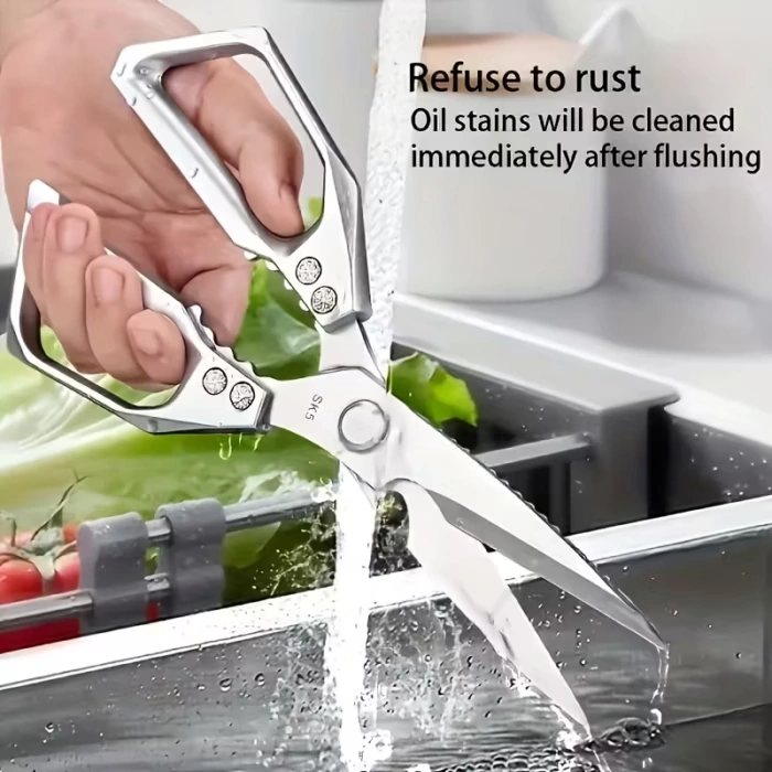 Stainless Steel Kitchen Scissors for Cutting and Food Preparation with Non-Slip Handles – description image 3