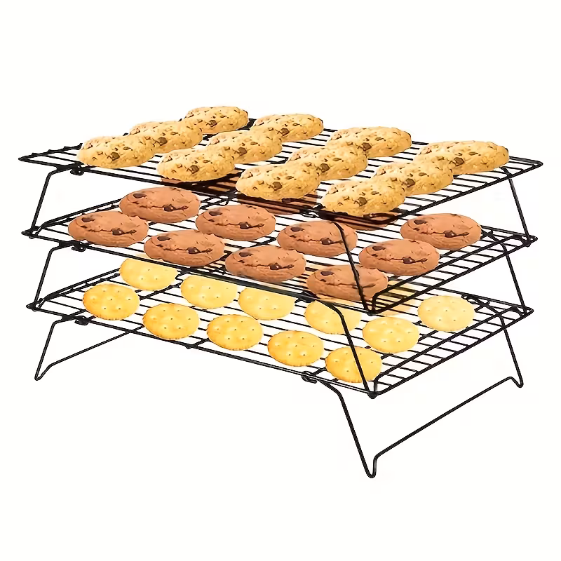 3-Tier Foldable Cooling Rack for Cooling and Drying Baked Goods – description image 10