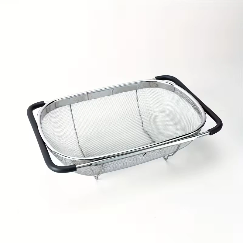 Stainless Steel Colander for Washing and Draining with Telescopic Handle – description image 6