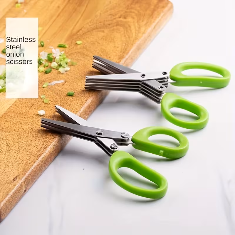 Stainless Steel Multi-Blade Kitchen Scissors for Herb and Vegetable Cutting – description image 2