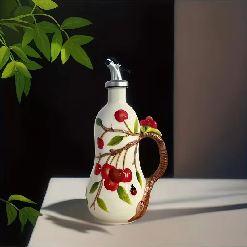 1 Hand-Painted Ceramic Jar with Handle for Holding and Pouring Liquids – main image