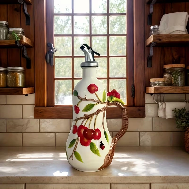 Hand-Painted Ceramic Jar with Handle for Holding and Pouring Liquids – description image 4