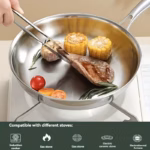 Stainless Steel Flat-Bottom Frying Pan for Everyday Cooking with Layered Base – gallery image 6