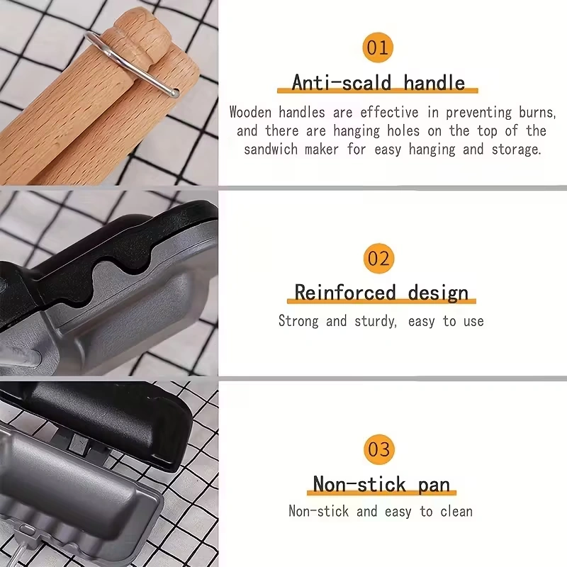 Sandwich Frying Pan for Flipping and Cooking Flat Foods – description image 3
