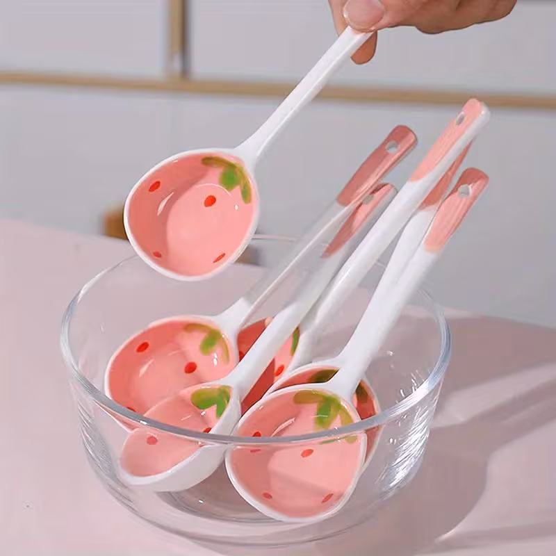 Ceramic Soup Spoon for Desserts and Soups with Long Handle Design – description image 2