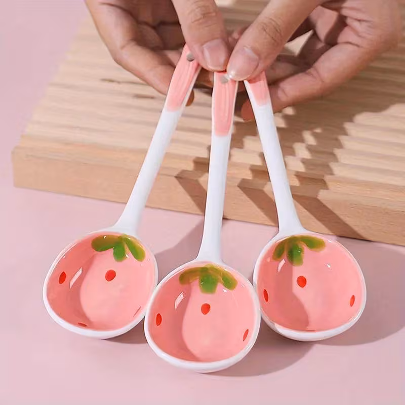 Ceramic Soup Spoon for Desserts and Soups with Long Handle Design – description image 1