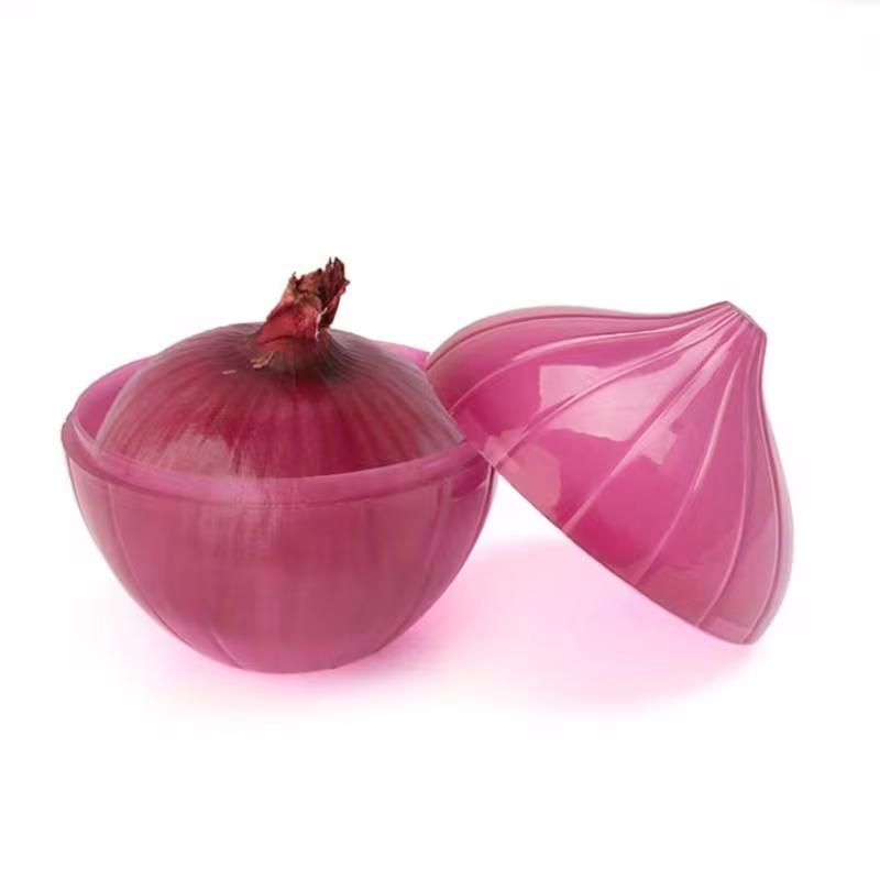 Reusable Plastic Onion Storage Container for Organizing Cut Produce – description image 2