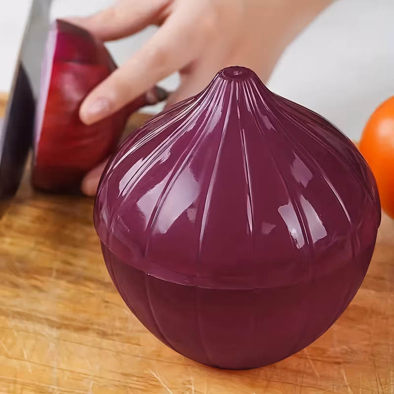 Reusable Plastic Onion Storage Container for Organizing Cut Produce – description image 3