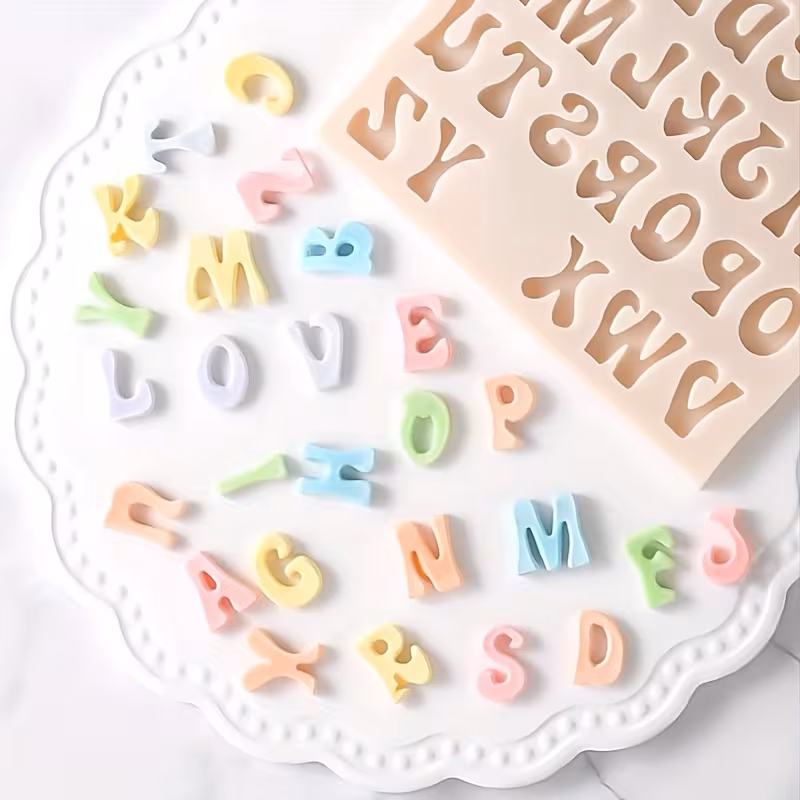 Alphabet and Number Silicone Biscuit Mold for Shaping Small Baked Items – description image 1