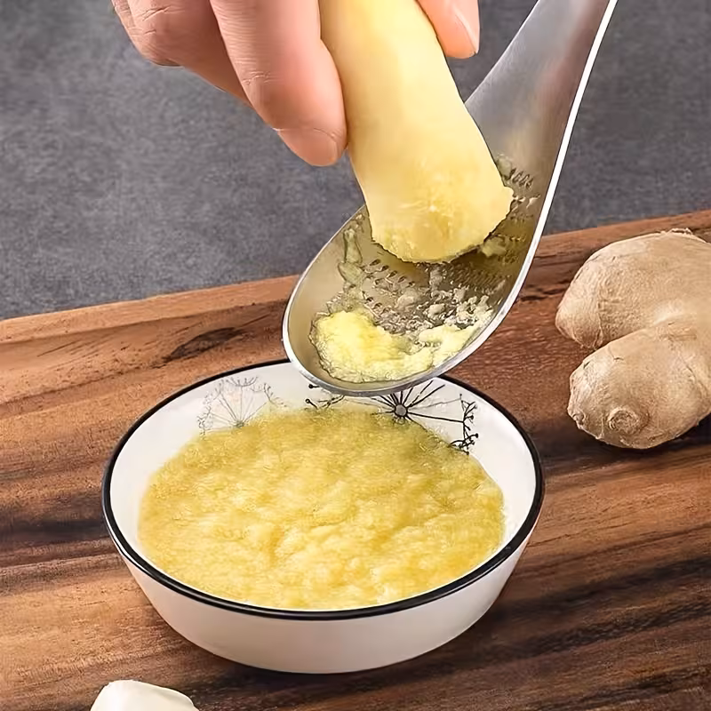 Stainless Steel Ginger Grater Spoon for Pureeing Garlic and Ginger – description image 7