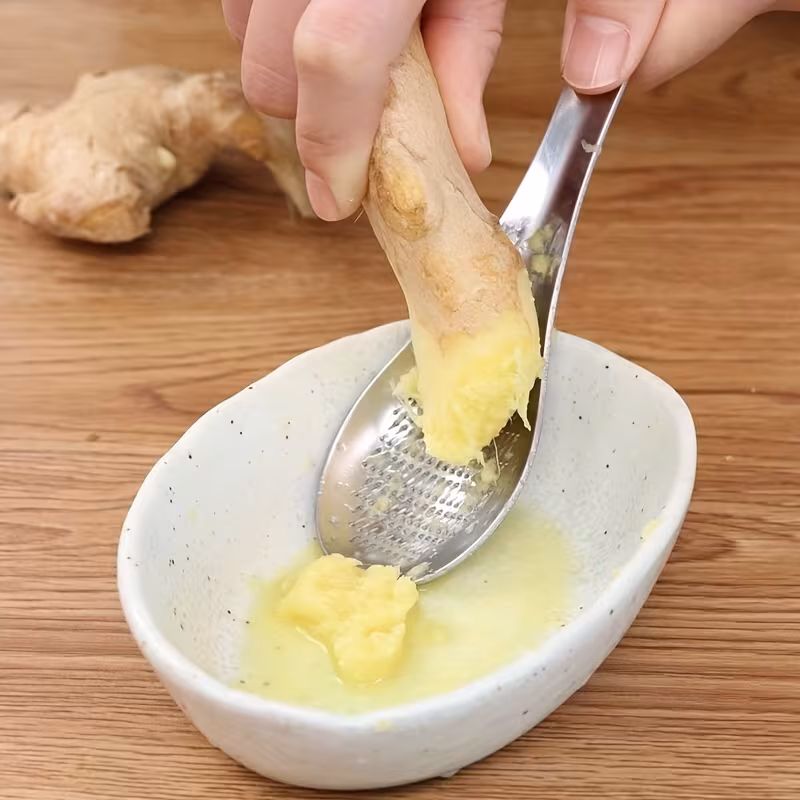 Stainless Steel Ginger Grater Spoon for Pureeing Garlic and Ginger – description image 6