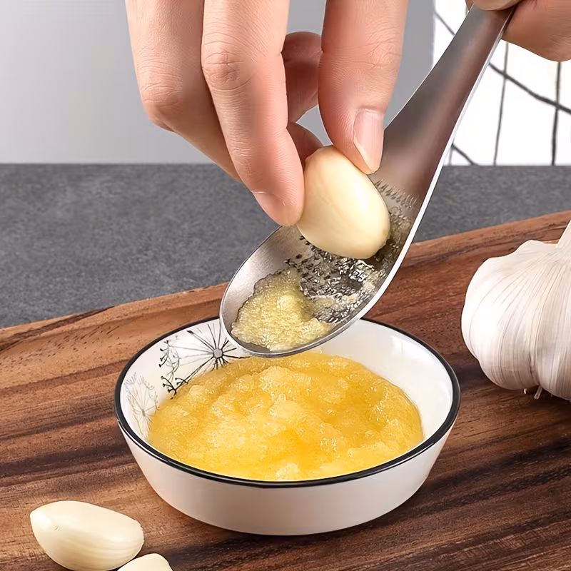Stainless Steel Ginger Grater Spoon for Pureeing Garlic and Ginger – description image 3