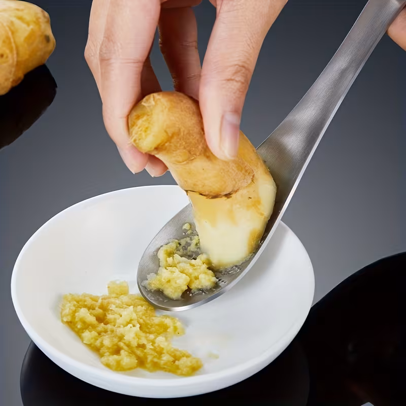 Stainless Steel Ginger Grater Spoon for Pureeing Garlic and Ginger – description image 2