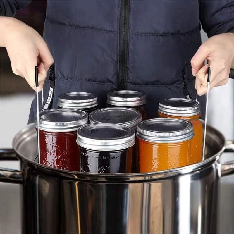 Stainless Steel Canning Rack with Handle for Lifting and Steaming Jars – description image 1