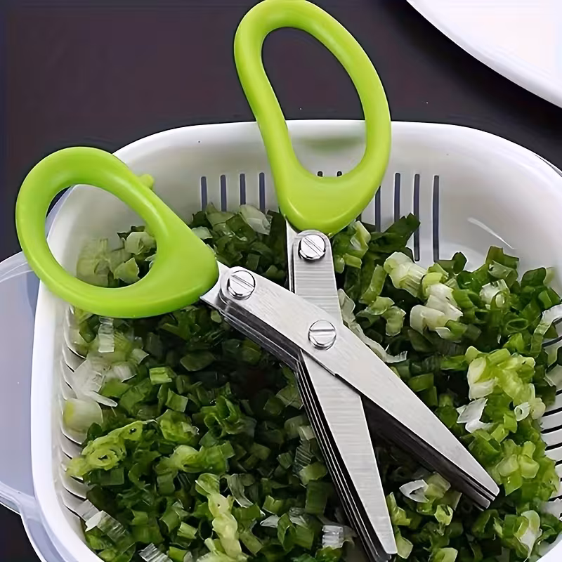 Stainless Steel Multi-Blade Kitchen Scissors for Herb and Vegetable Cutting – description image 7