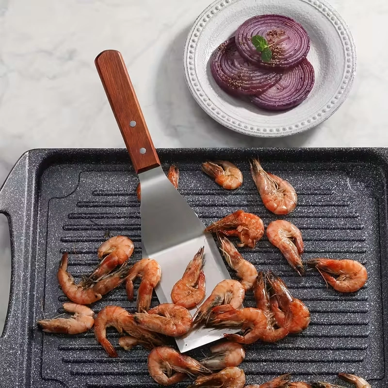 Stainless Steel Griddle Spatula with Beveled Edge and Hardwood Handle – description image 7