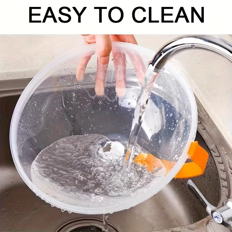 Clear Splash Food Cover for Microwave Heating with Steam Vent and Grip Handle – description image 7