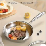 Stainless Steel Flat-Bottom Frying Pan for Everyday Cooking with Layered Base – gallery image 5