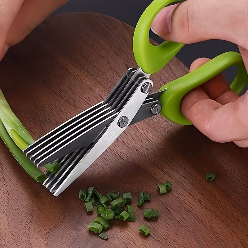 Stainless Steel Multi-Blade Kitchen Scissors for Herb and Vegetable Cutting – description image 3