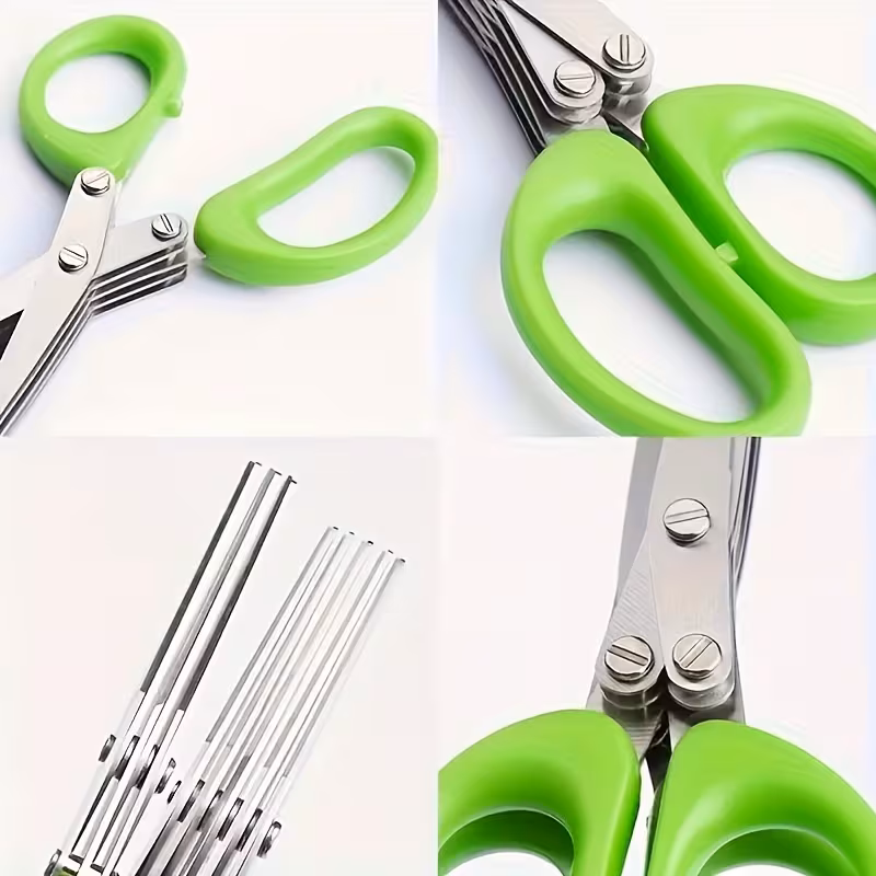 Stainless Steel Multi-Blade Kitchen Scissors for Herb and Vegetable Cutting – description image 6