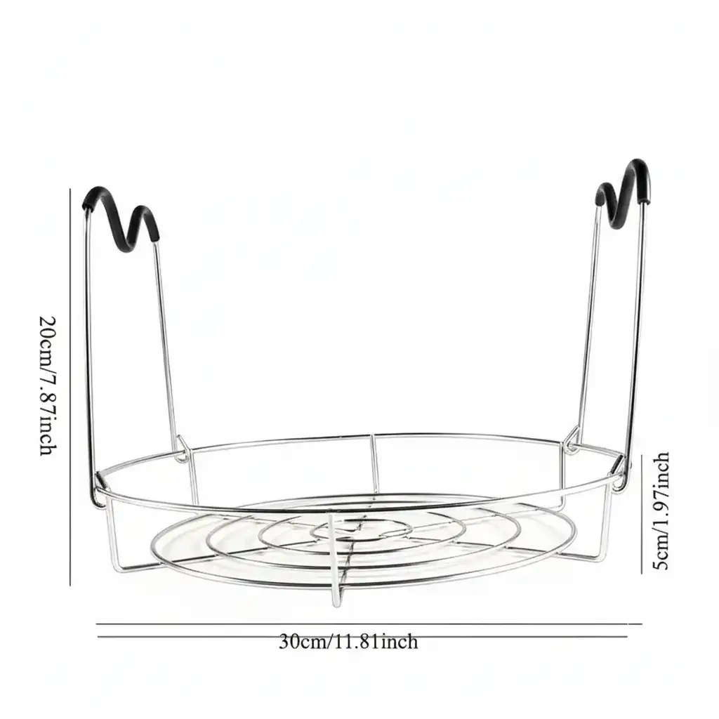 Stainless Steel Canning Rack with Handle for Lifting and Steaming Jars – description image 5
