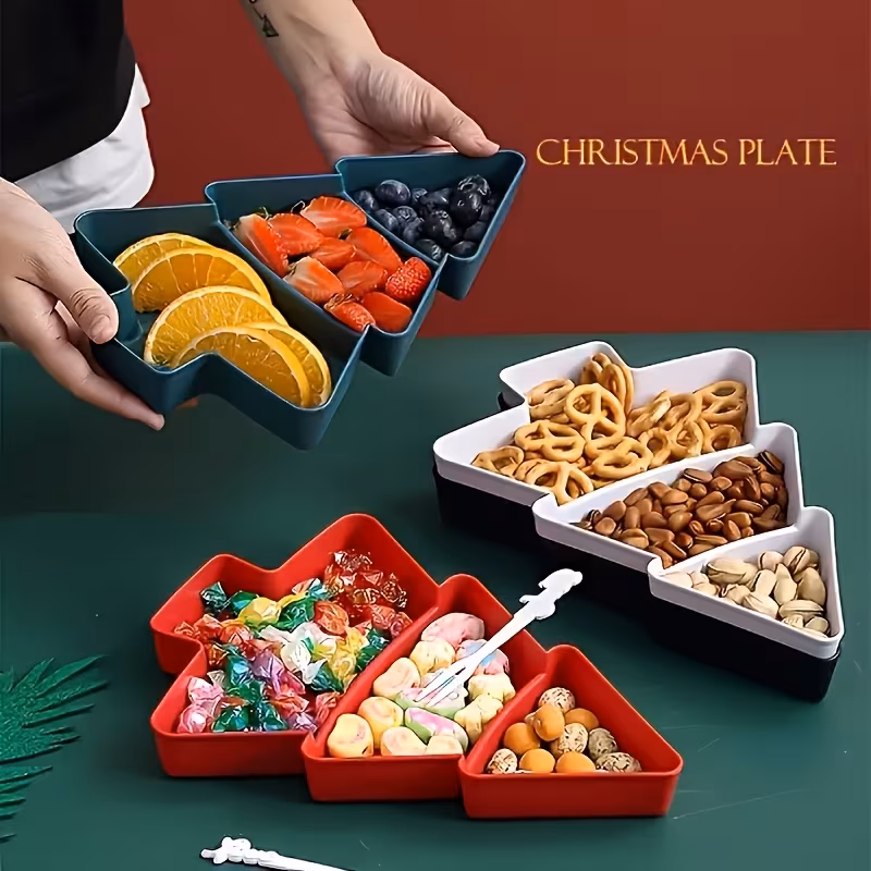 Christmas Tree Shaped Divider Serving Plate for Snacks and Appetizers – description image 2