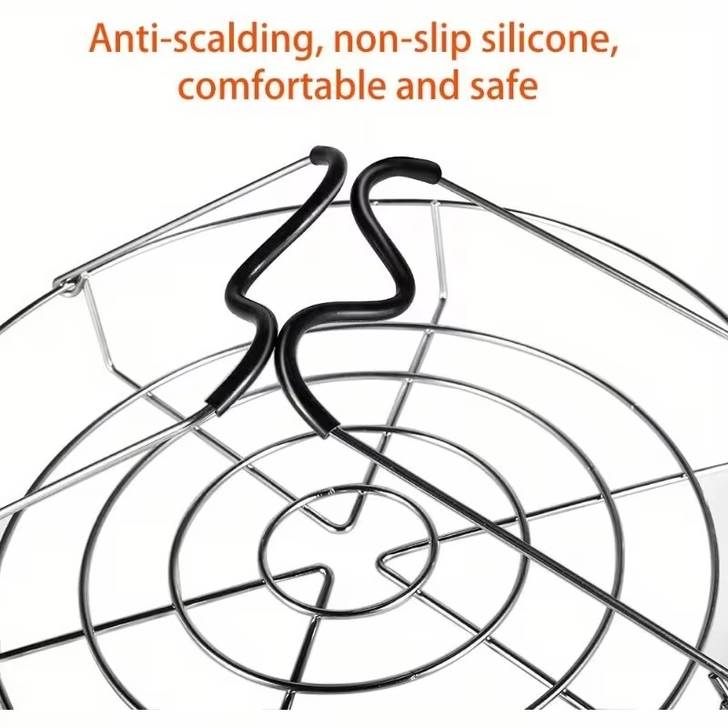 Stainless Steel Canning Rack with Handle for Lifting and Steaming Jars – description image 4
