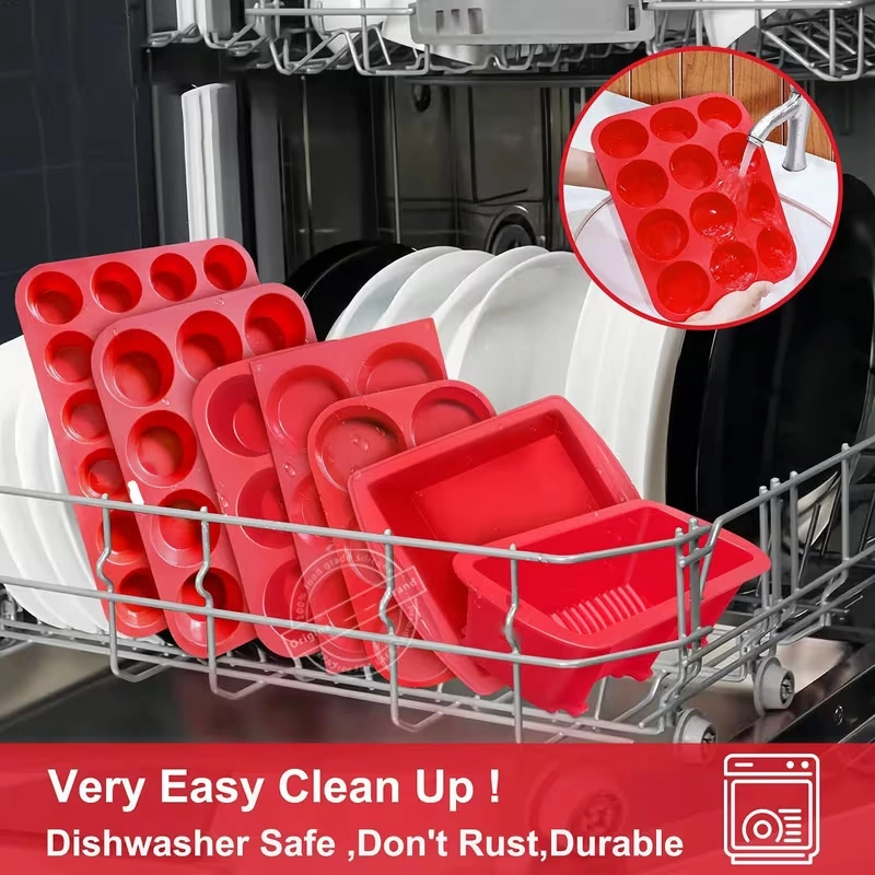 Silicone Muffin Tray with 12 Cavities for Baking Muffins and Cupcakes – description image 1