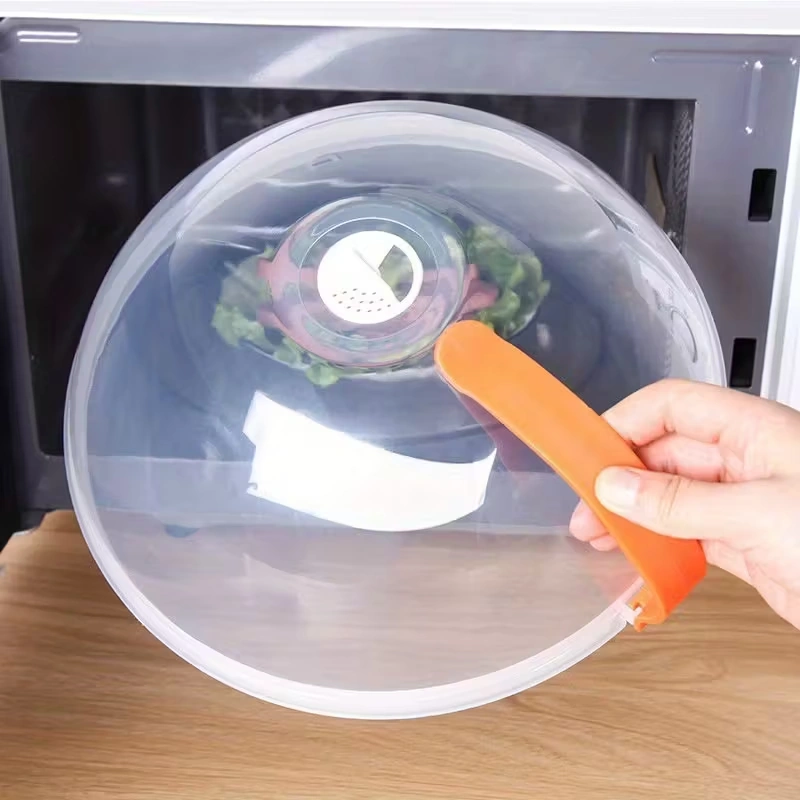 Clear Splash Food Cover for Microwave Heating with Steam Vent and Grip Handle – description image 5