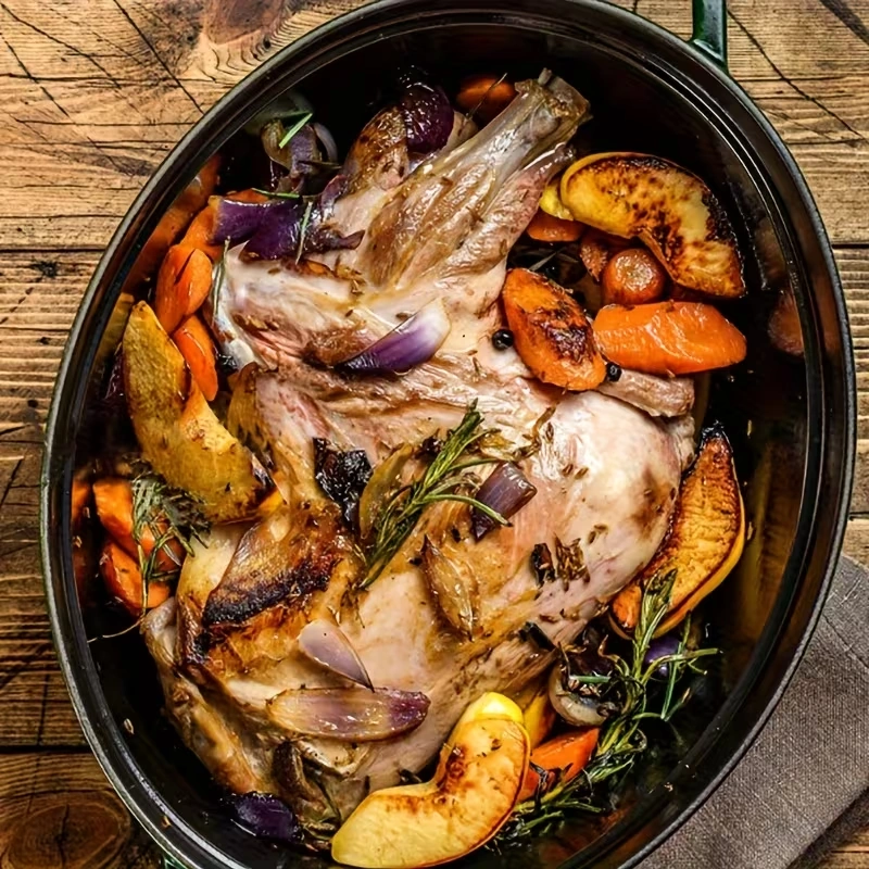 Enamel Oval Baking Dish with Lid for Oven Cooking and Roasting – description image 5