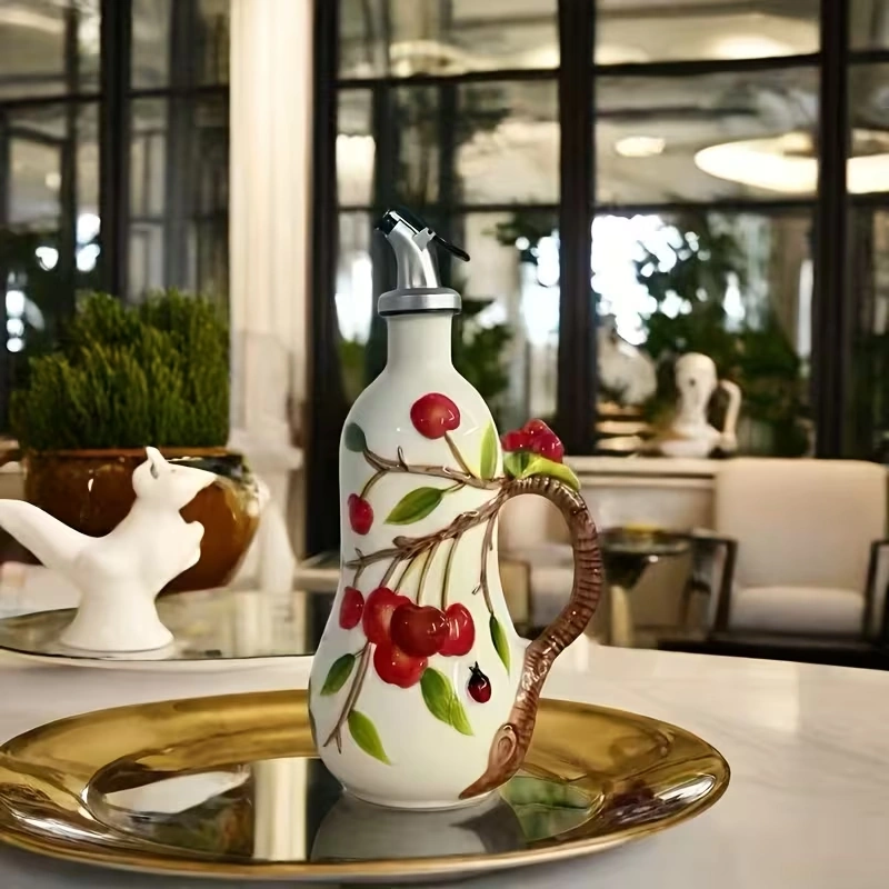 Hand-Painted Ceramic Jar with Handle for Holding and Pouring Liquids – description image 2