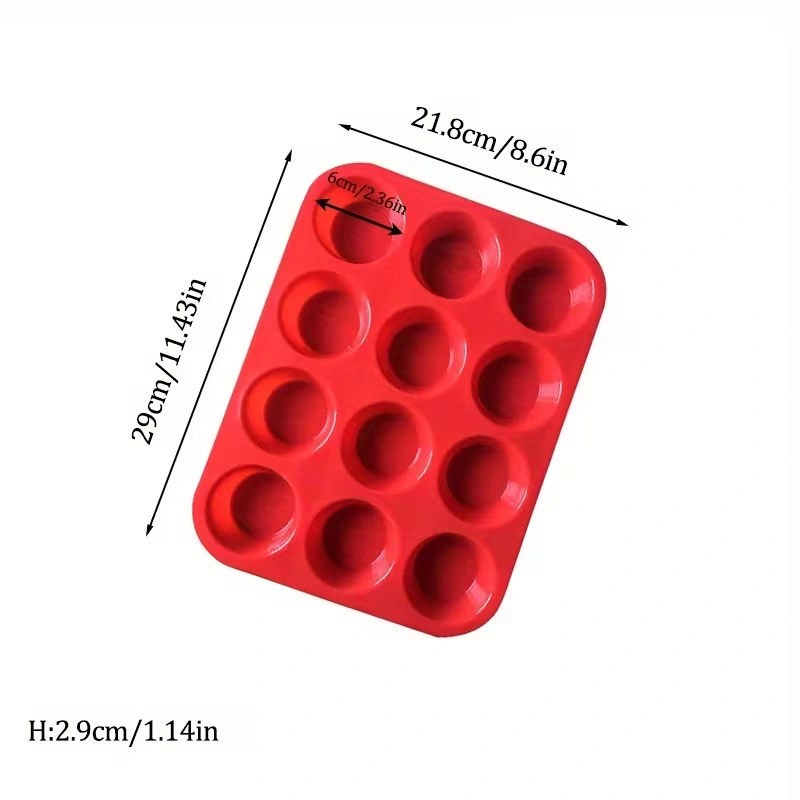 Silicone Muffin Tray with 12 Cavities for Baking Muffins and Cupcakes – description image 6