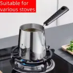 Mini Stainless Steel Milk Pot with Long Handle and Pour Spout for Heating Milk, Butter, Coffee and Sauces – gallery image 6