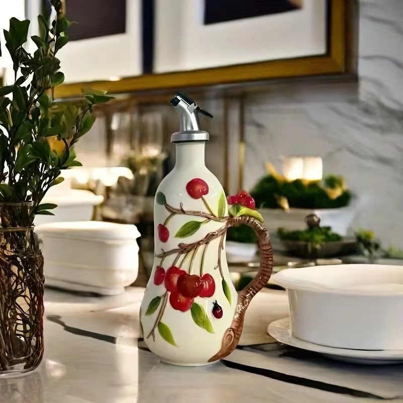 Hand-Painted Ceramic Jar with Handle for Holding and Pouring Liquids – description image 3