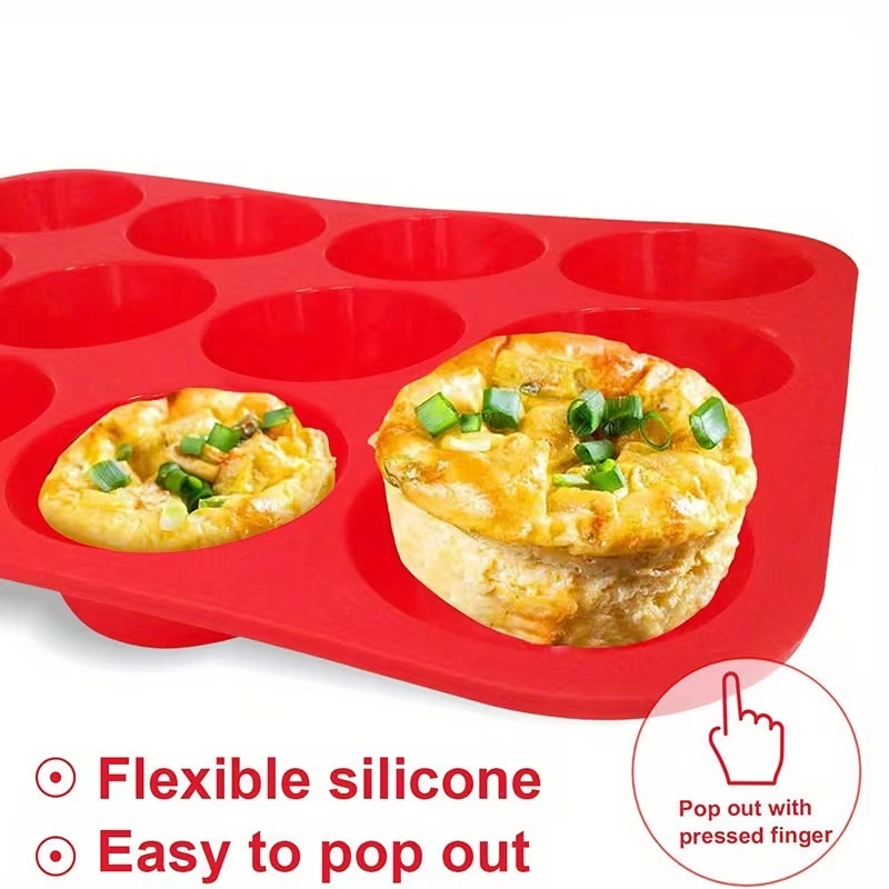 Silicone Muffin Tray with 12 Cavities for Baking Muffins and Cupcakes – description image 4