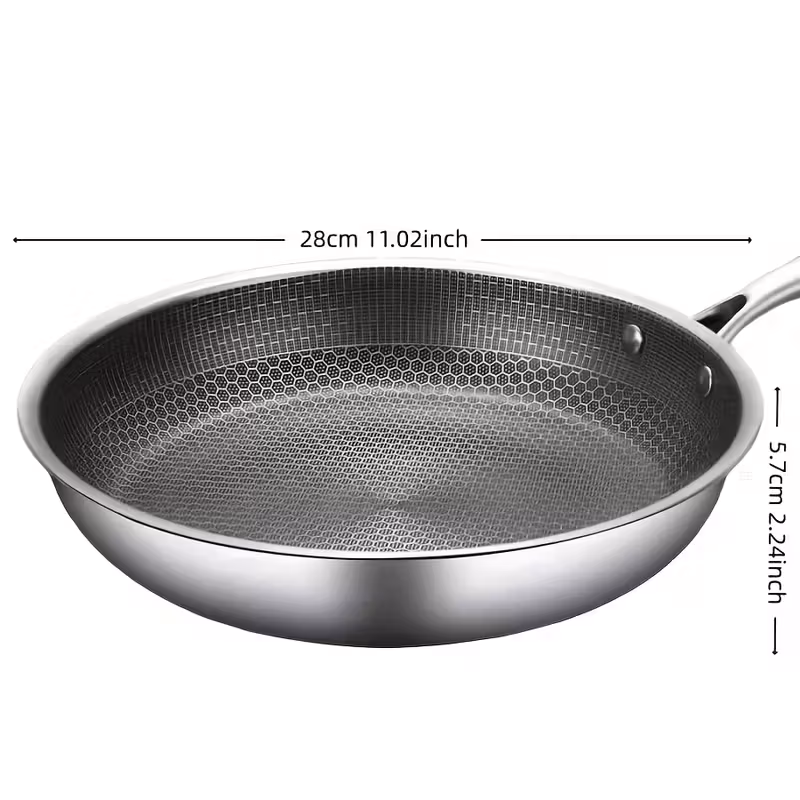 Stainless Steel Frying Pan for Everyday Cooking with Honeycomb Surface Design – description image 1