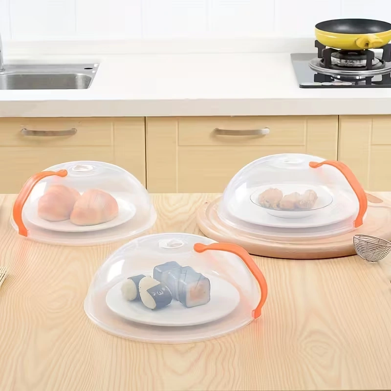 Clear Splash Food Cover for Microwave Heating with Steam Vent and Grip Handle – description image 2