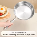 Stainless Steel Flat-Bottom Frying Pan for Everyday Cooking with Layered Base – gallery image 2