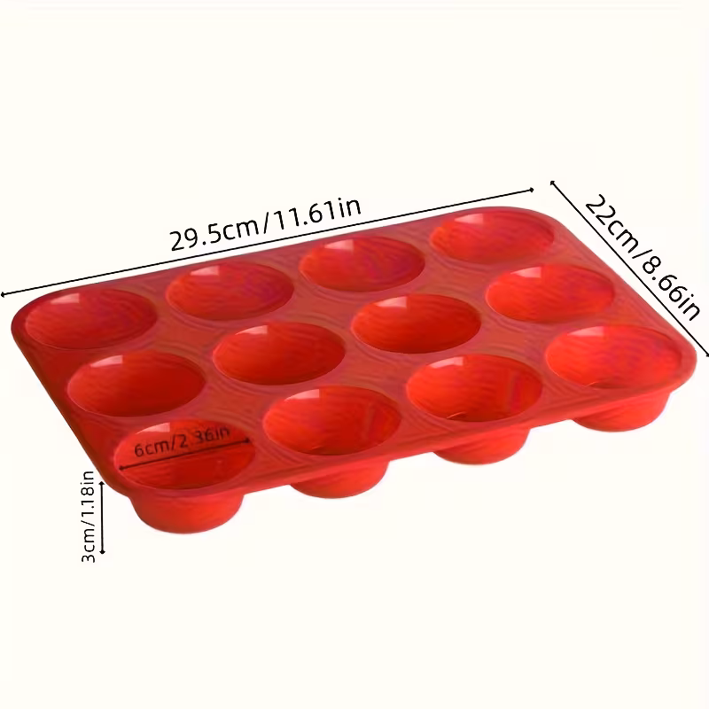 12-Cavity Silicone Muffin Tray for Baking Cupcakes and Muffins – description image 7
