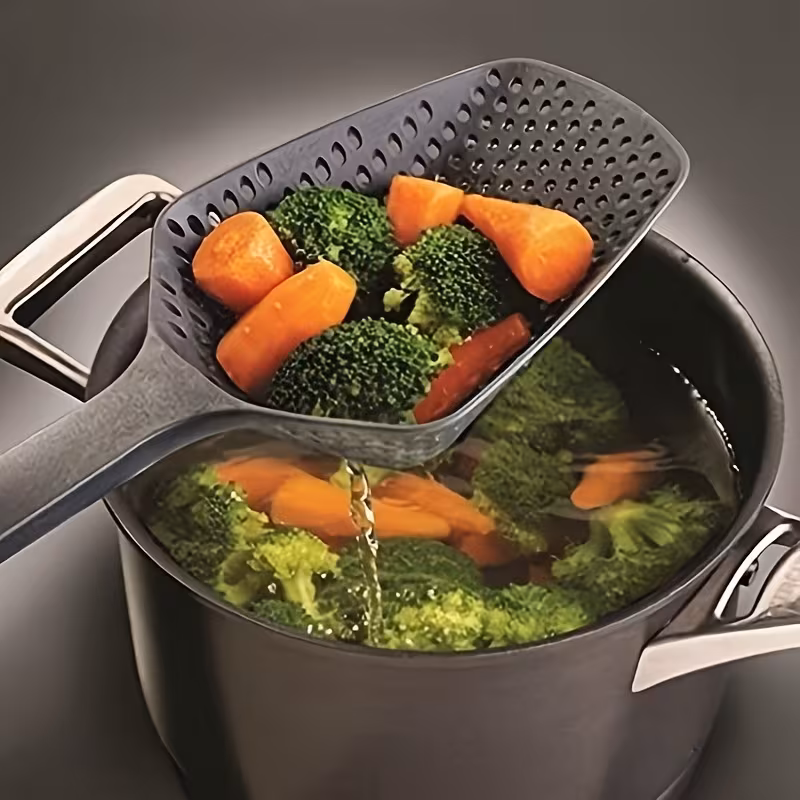 Plastic Strainer Spoon for Draining and Scooping Cooked Foods – description image 4