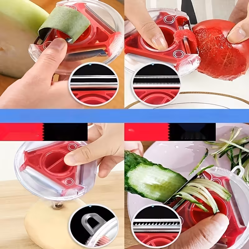 3-in-1 Vegetable Peeler for Peeling, Slicing, and Shredding with Multi-Blade Design – description image 1