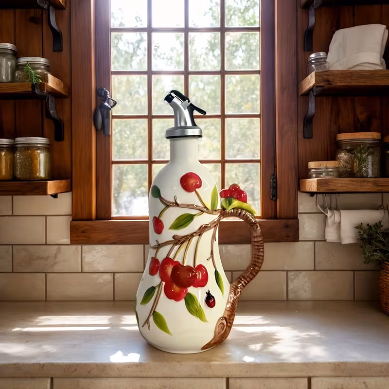 Hand-Painted Ceramic Jar with Handle for Holding and Pouring Liquids – description image 5