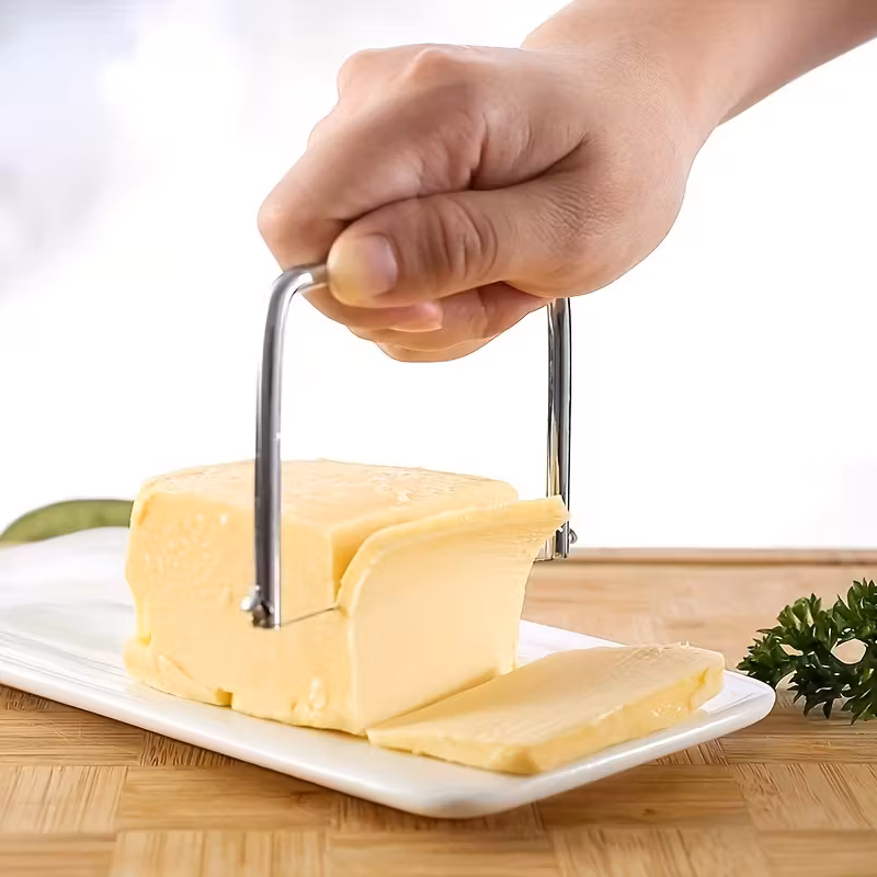 Stainless Steel Cheese Slicer for Soft Foods with Wire Cutting Design – description image 2