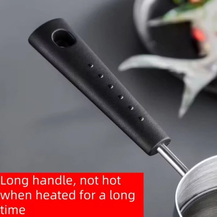 Mini Stainless Steel Milk Pot with Long Handle and Pour Spout for Heating Milk, Butter, Coffee and Sauces – description image 1