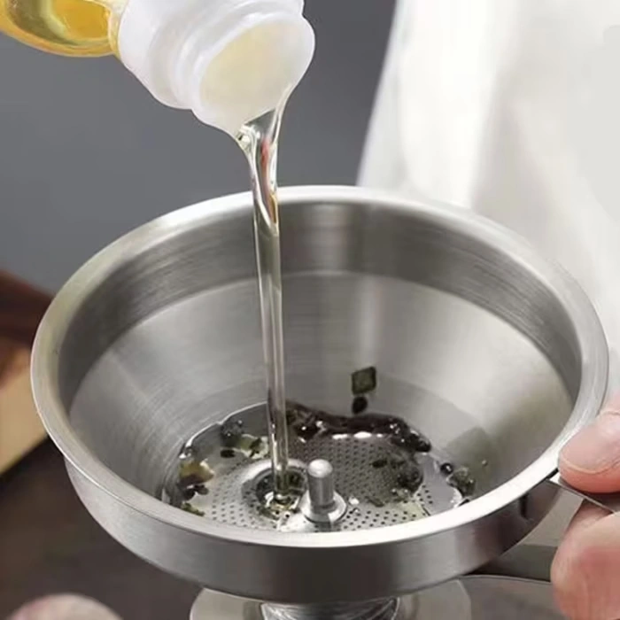 Stainless Steel Funnel with Integrated Filter for Controlled Pouring – description image 1